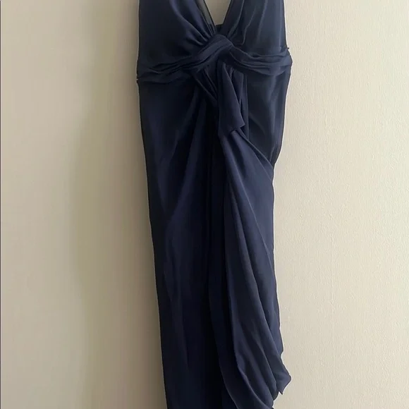 White by Vera Wang Bridesmaid Valentina Chiffon Column Gown in Navy SIze 4 - Picture 3 of 5